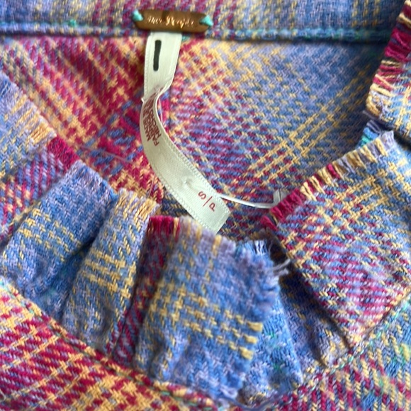 New Free People Redwood Flannel  Pink Plaid Babydoll Mini Dress New - Picture 4 of 6